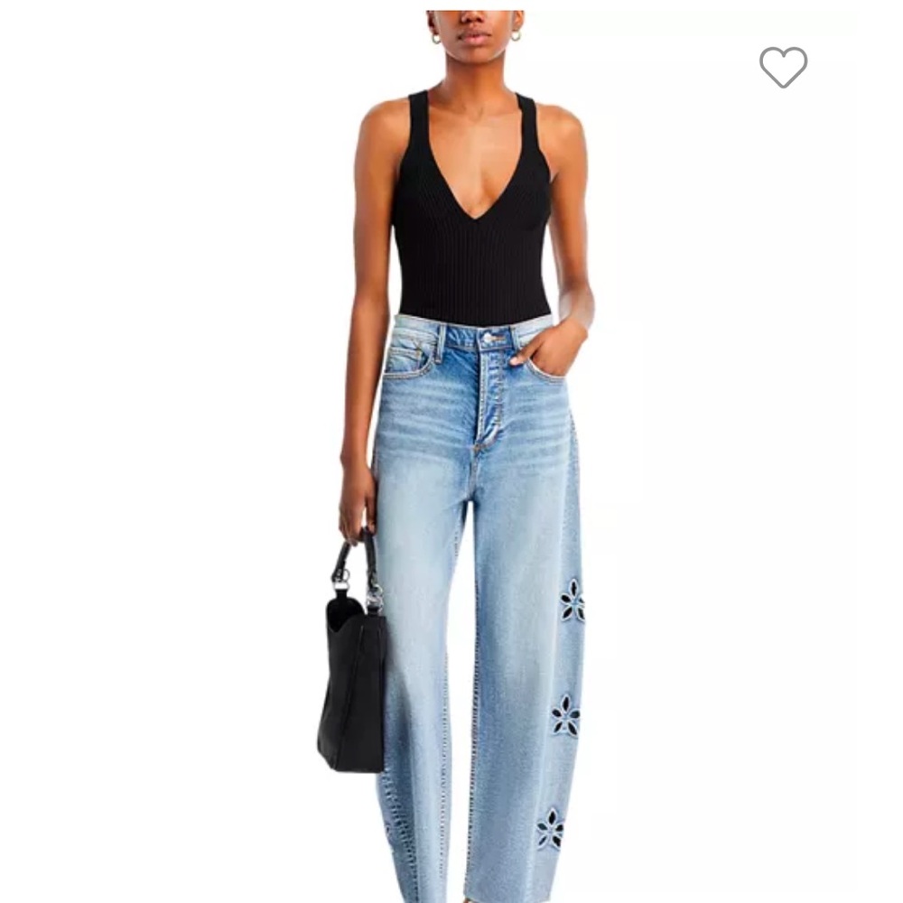 Driftwood Barrel Jeans with Floral Cutouts
